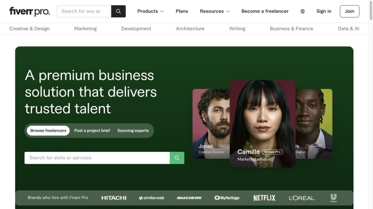 Fiverr Pro homepage
